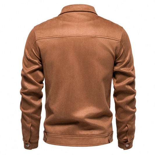 Fashion Lapel Zipper Jacket Autumn And Winter Solid Suede Coat Men's Clothing Outdoor - Velora
