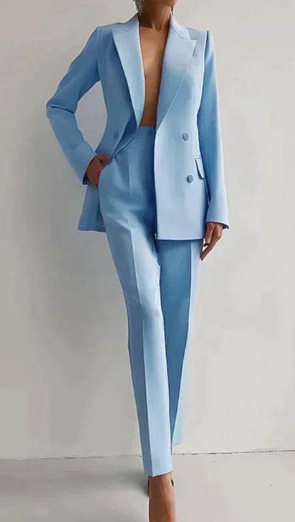 Casual Suits Fashion Long Sleeve Single-breasted Jacket Top And Slim Fit Trousers Women's Business Suits - Velora