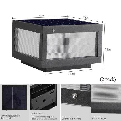 Solar Wall Light With Dimmable LED-2 Package Landscape Pathway Lighting - Velora