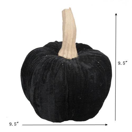 9.5 Black Velvet Pumpkin Large, For Holiday Halloween Decor - Velora