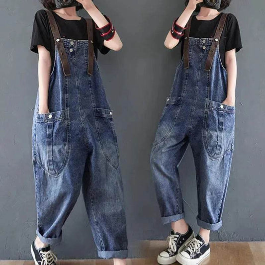 Y2K Women's Loose Denim Overalls Romper Suit - Velora