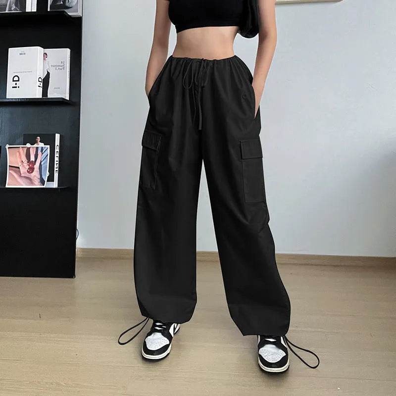 Women's Wide Leg Loose Plus Size Tether Straight Baggy Cargo Pants Women - Velora