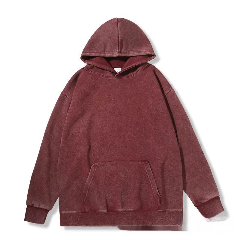 Unisex Teen Waxed Washed Distressed Hoodie Sweatshirt Pullover top - Velora