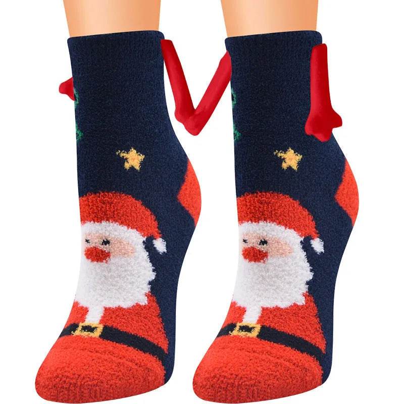 Soft Carton Christmas-themed Fleece Winter Home socks for Women - Velora