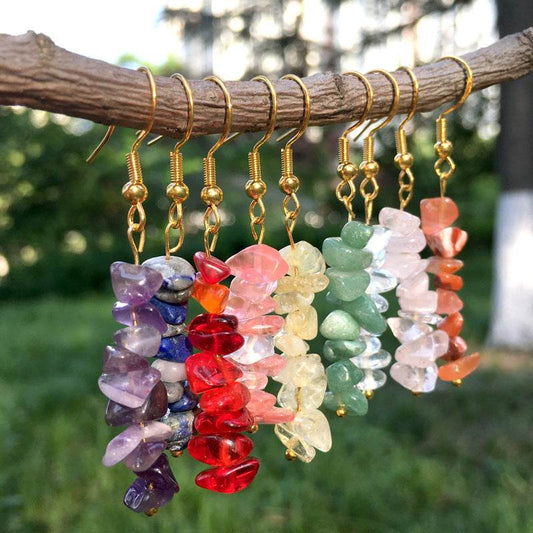 Handmade DIY Natural Crystal Stone Beaded Earrings - Velora