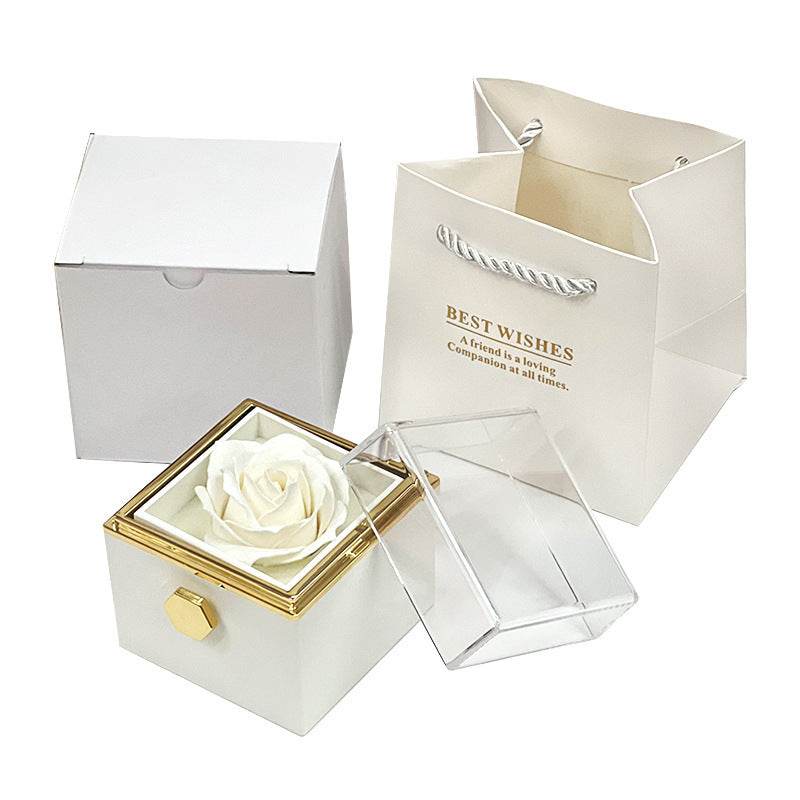 Rotating Soap Flower Rose Gift Box Creative Rotating Rose Jewelry Packaging Box Valentine's Day Gift For Women - Velora