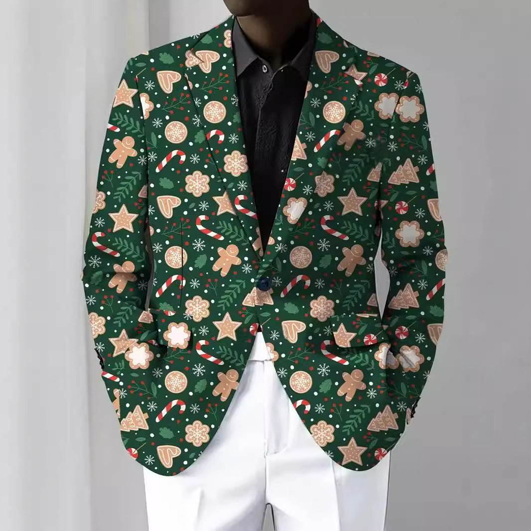 Christmas Series Cartoon Anime Men's Long-sleeved Coat - Velora