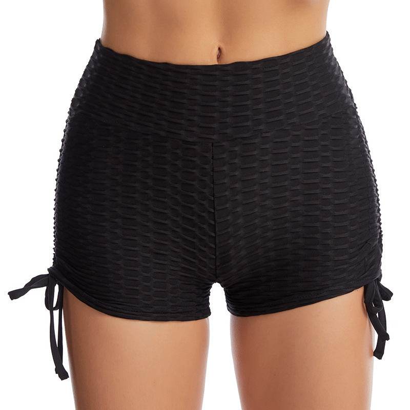 Drawstring Shorts Textured Butt Lift Gym Workout Slim Jogging Fitness Yoga Leggings Shorts - Velora