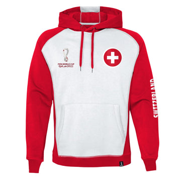 Outerstuff Mens FIFA World Cup Contrast Raglan Tech Fleece Hood White-Red Medium