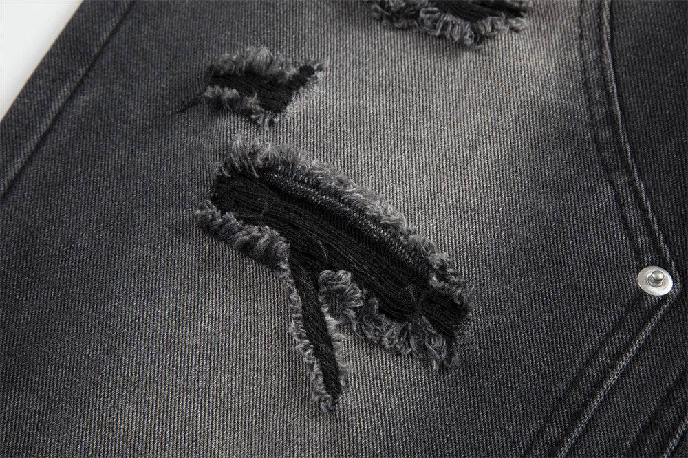 Punk Beggar Ripped Denim Straight-leg Trousers Men Jeans - Velora