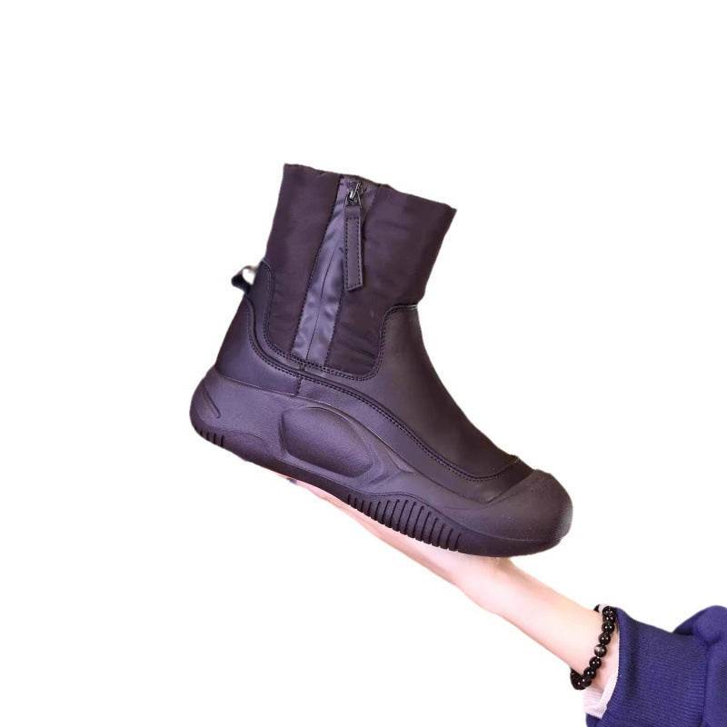 Winter Plush Snow Boots With Side Zipper Warm Thick-sole Non-slip Waterproof Short Shoes For Women - Velora