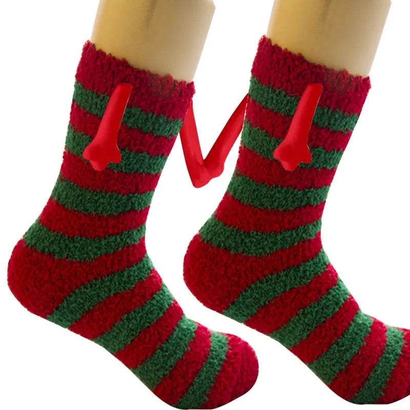 Soft Carton Christmas-themed Fleece Winter Home socks for Women - Velora