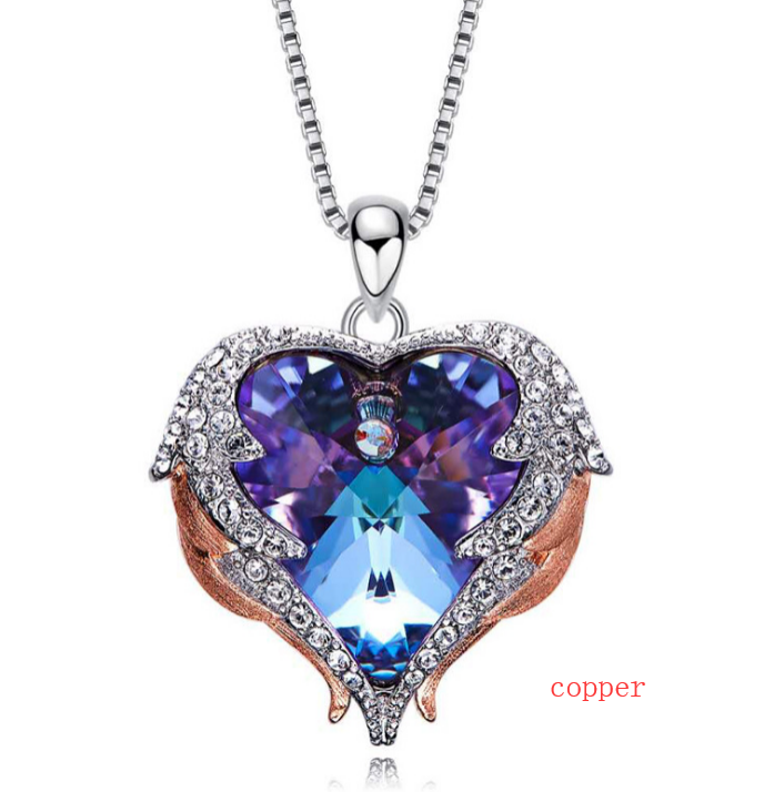 Swarovski Crystal Heart Angel Necklace in S925 Silver