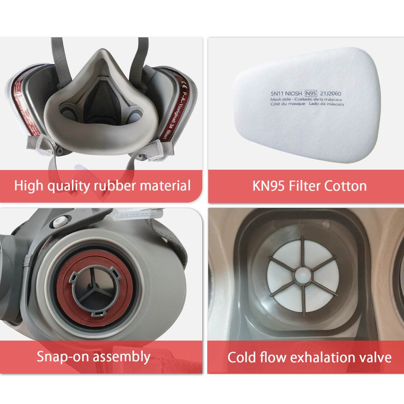 7in1 Half Face Gas Mask Facepiece Spray Painting Respirator Reusable Safety protective mask - Velora