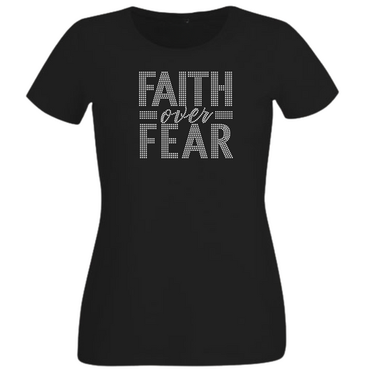 Faith Over Fear Rhinestone Shirt – Inspirational Sparkle Bling Tee | Blingdazzel
