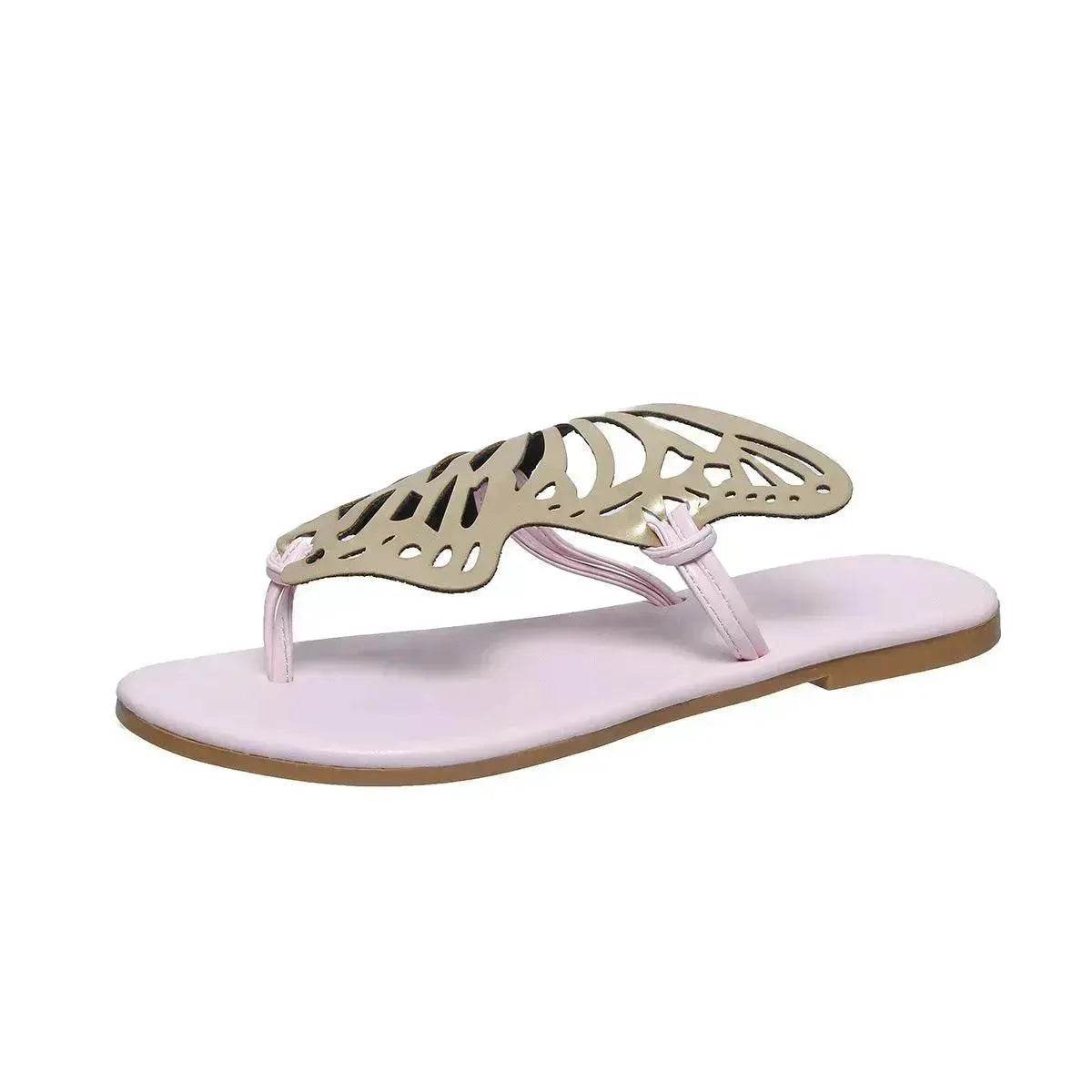 Fashion Hollow Butterfly Flip-Flops Summer Sandals For Women Casual Beach Shoes New Low Heel Flat Slides Slippers - Velora