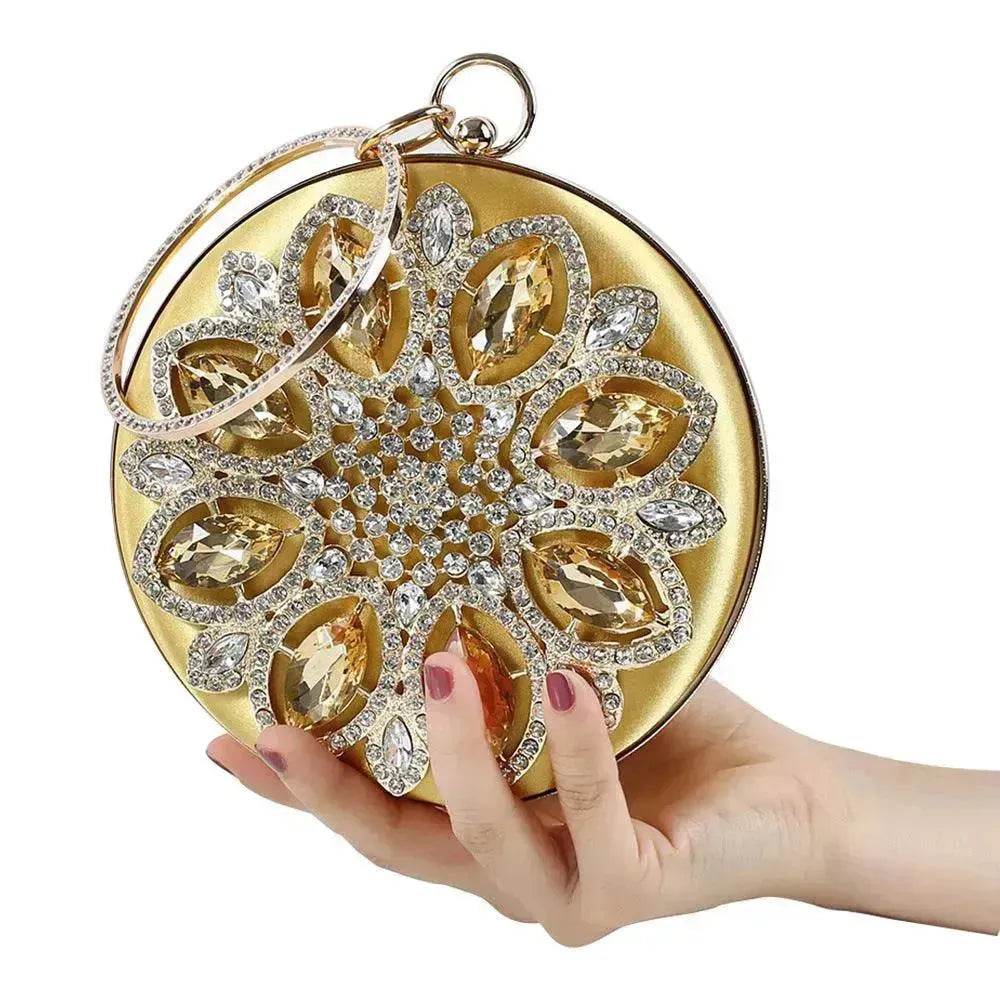 Fashion Rhinestone Diamond Silk Women's Hand Bag Dinner Wedding Party Clutch Bag Dress Bag - Velora