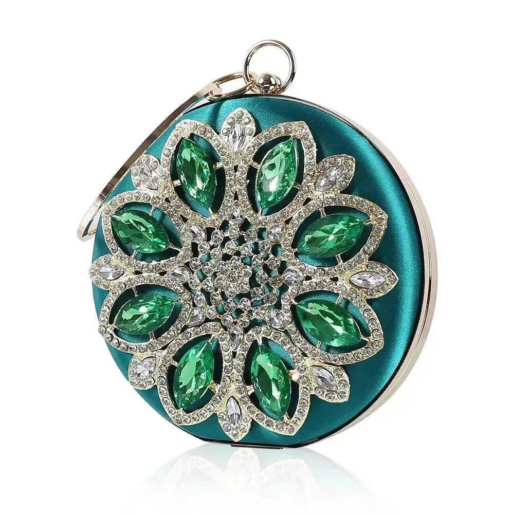 Fashion Rhinestone Diamond Silk Women's Hand Bag Dinner Wedding Party Clutch Bag Dress Bag - Velora
