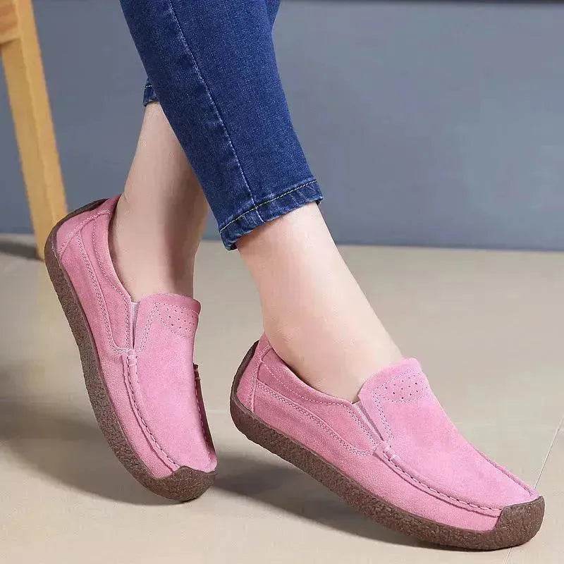 Fashion Round Toe Loafers Casual Versatile Solid Color Flats Slip-on Cozy Shoes for women - Velora