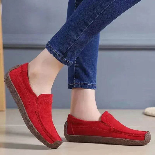 Fashion Round Toe Loafers Casual Versatile Solid Color Flats Slip-on Cozy Shoes for women - Velora