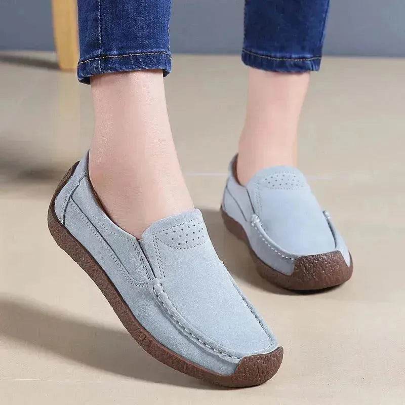 Fashion Round Toe Loafers Casual Versatile Solid Color Flats Slip-on Cozy Shoes for women - Velora