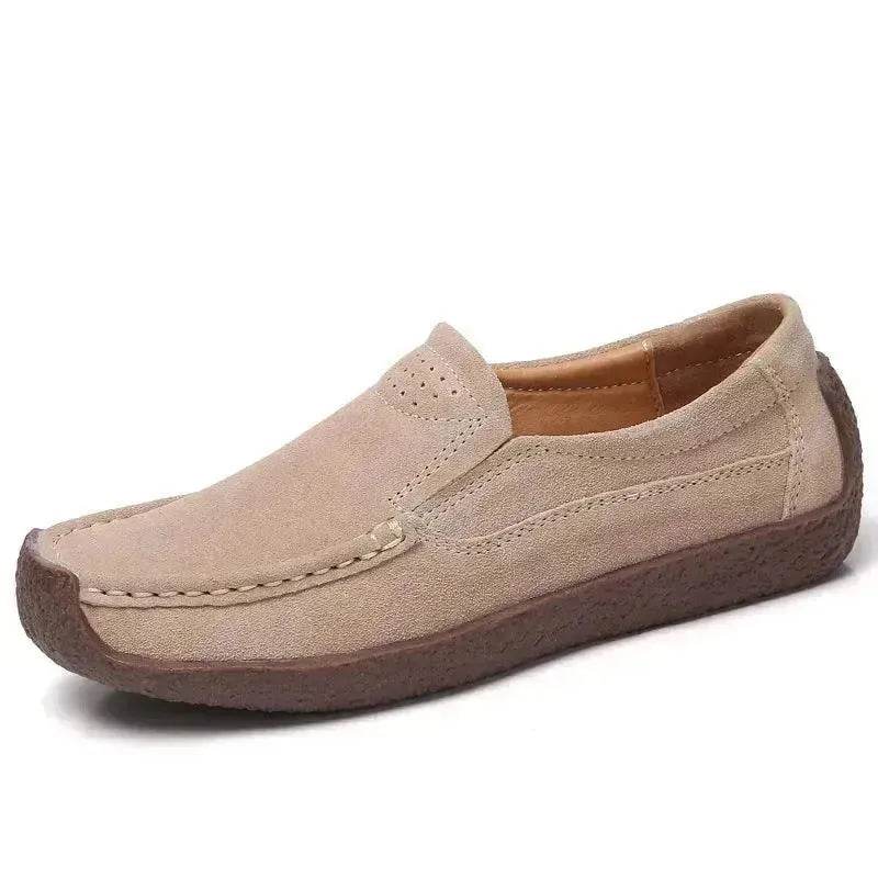 Fashion Round Toe Loafers Casual Versatile Solid Color Flats Slip-on Cozy Shoes for women - Velora