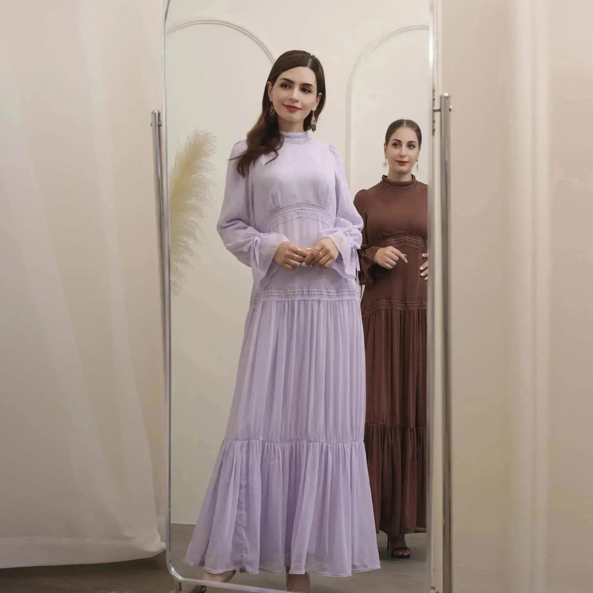 Fashionable and Exquisite Abaya maxi Dress for Exquisite Arab Dubai Turkey Middle Eastern Women. - Velora