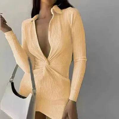Fashionable Charming New L-neck Twisted Charming Tight-fitting Dress