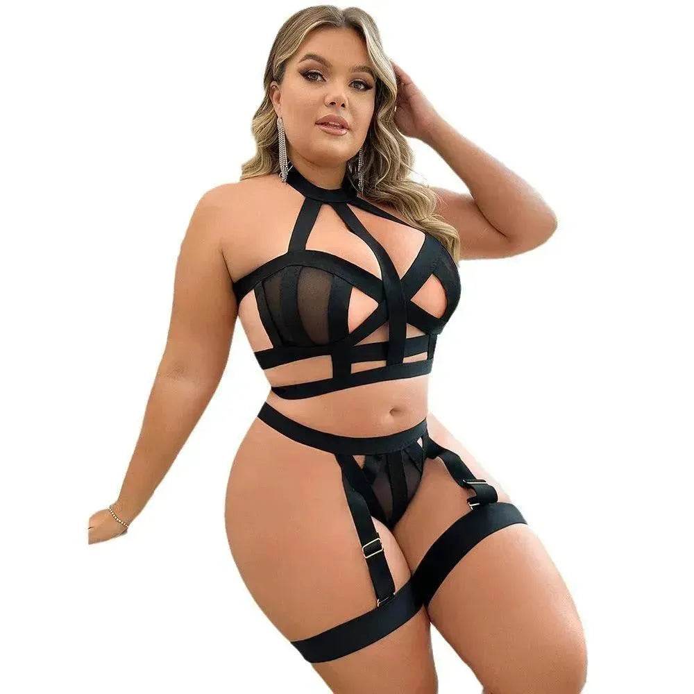 Plus Size Lace Lingerie Set for Women – Sexy Two-Piece Bodysuit (1XL–4XL)