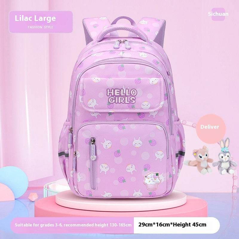 6-12-year-old Primary School Children Girls Backpack Large Capacity Schoolbag - Velora