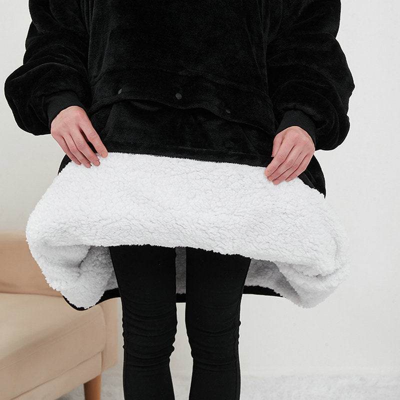 USB Heated Wearable Blanket Oversized Lazy Hoodie With Large Heating Area Back Cozy Warm Sherpa Hoodie Blanket No Battery Pack - Velora