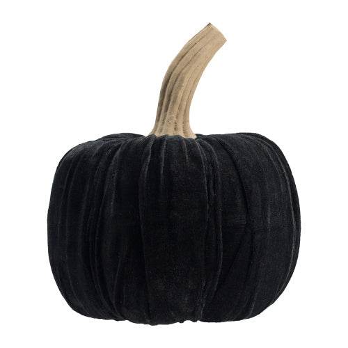 9.5 Black Velvet Pumpkin Large, For Holiday Halloween Decor - Velora