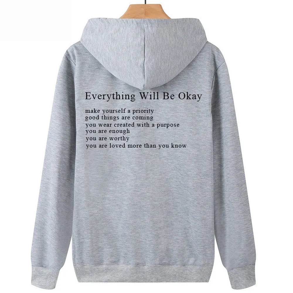 Everything Will Be Okay Loose Casual Men's And Women's Korean Version Loose Round Neck Top - Velora