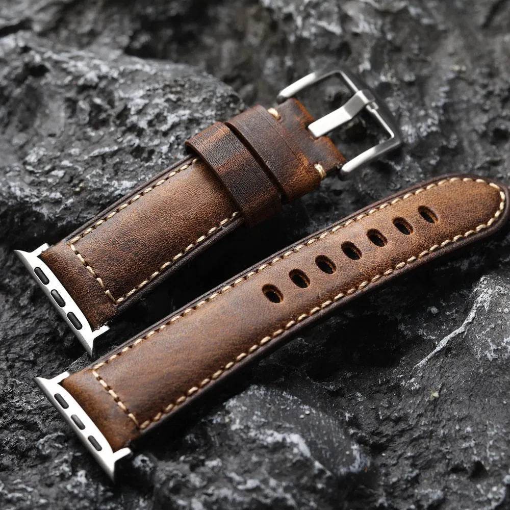 Pure Cowhide Strap Retro Style Watch Bracelet - Velora