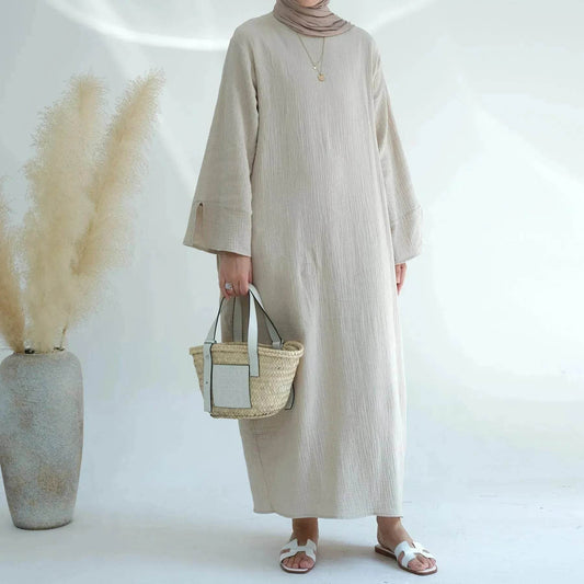 Plain Abaya Dress Eid Abaya 2025 Simple cotton abaya - Velora