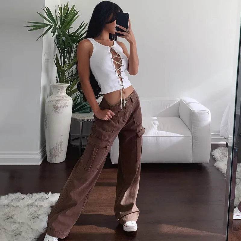 Women Streetwear Fashion Oversize Trouser Cargo Harajuku Sweatpants Iamhotty - Velora