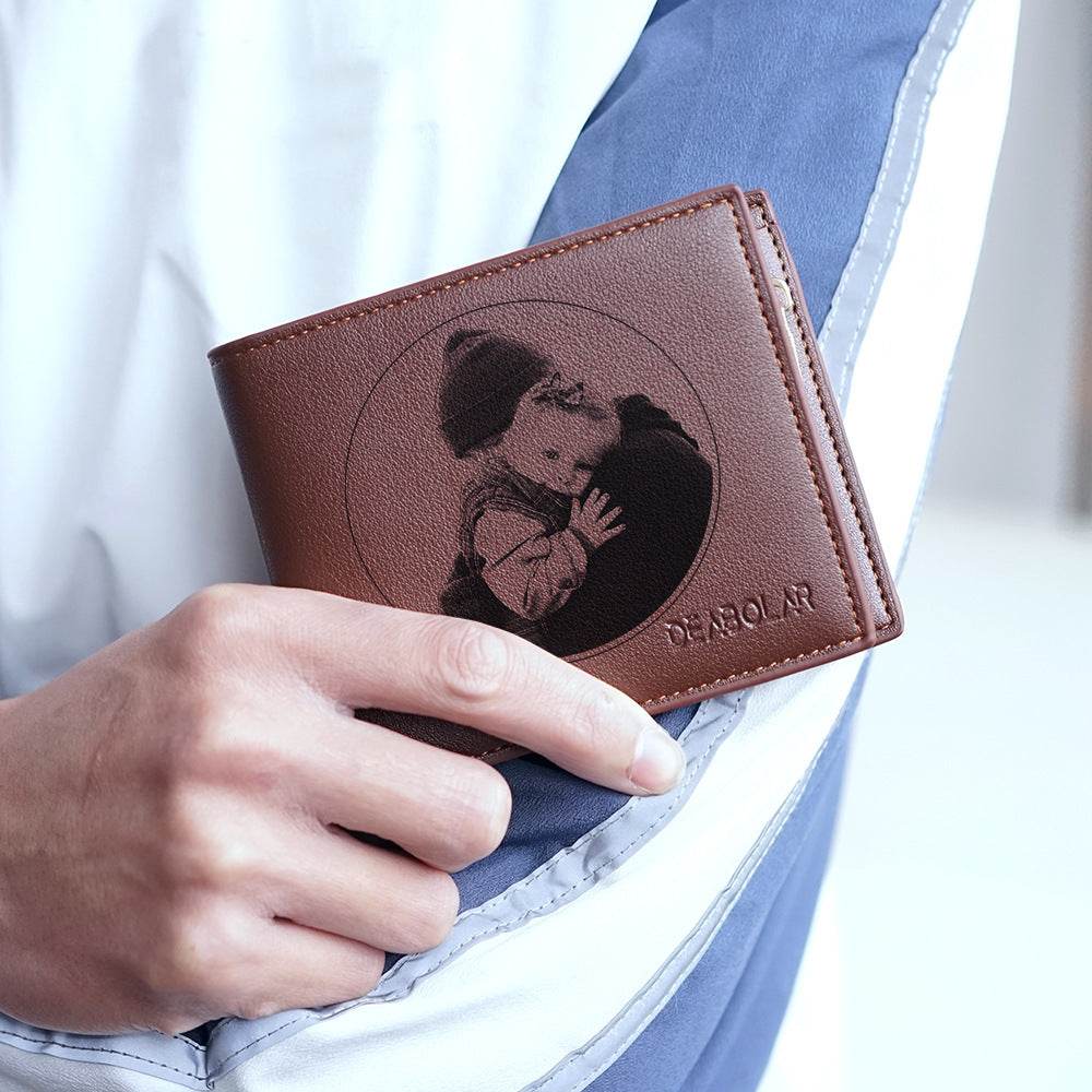 Custom Men's leather Wallet Zipper Valentine's Day gift Personalized Men's Wallet - Velora