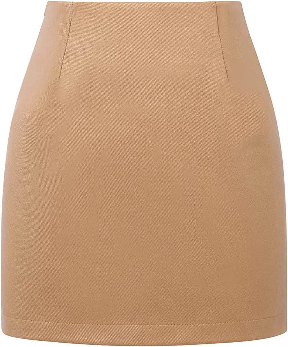 Women's High Waist Plaid Tight Pencil Wool Mini Skirt - Velora