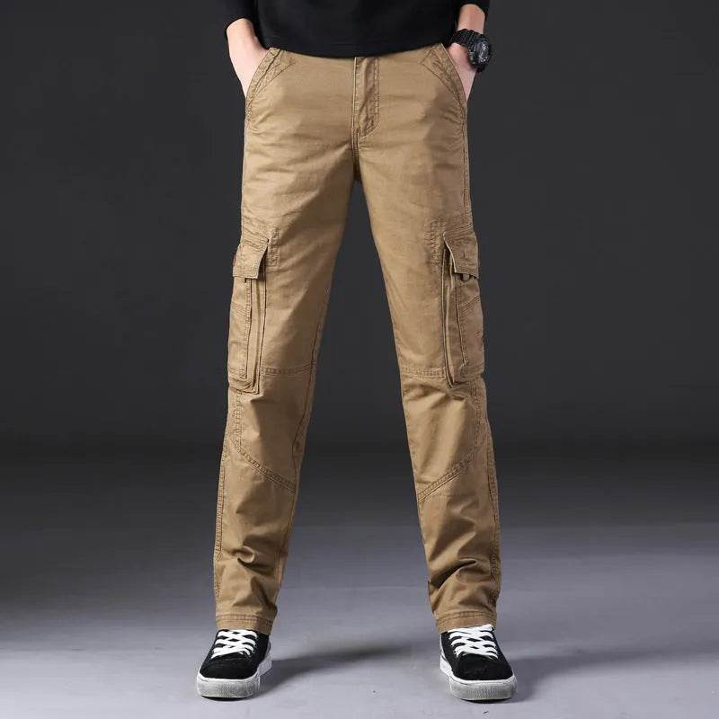 Overalls Men's Outdoor Casual Trousers Pure Cotton Straight Loose Multi-pocket Cargo Pant - Velora