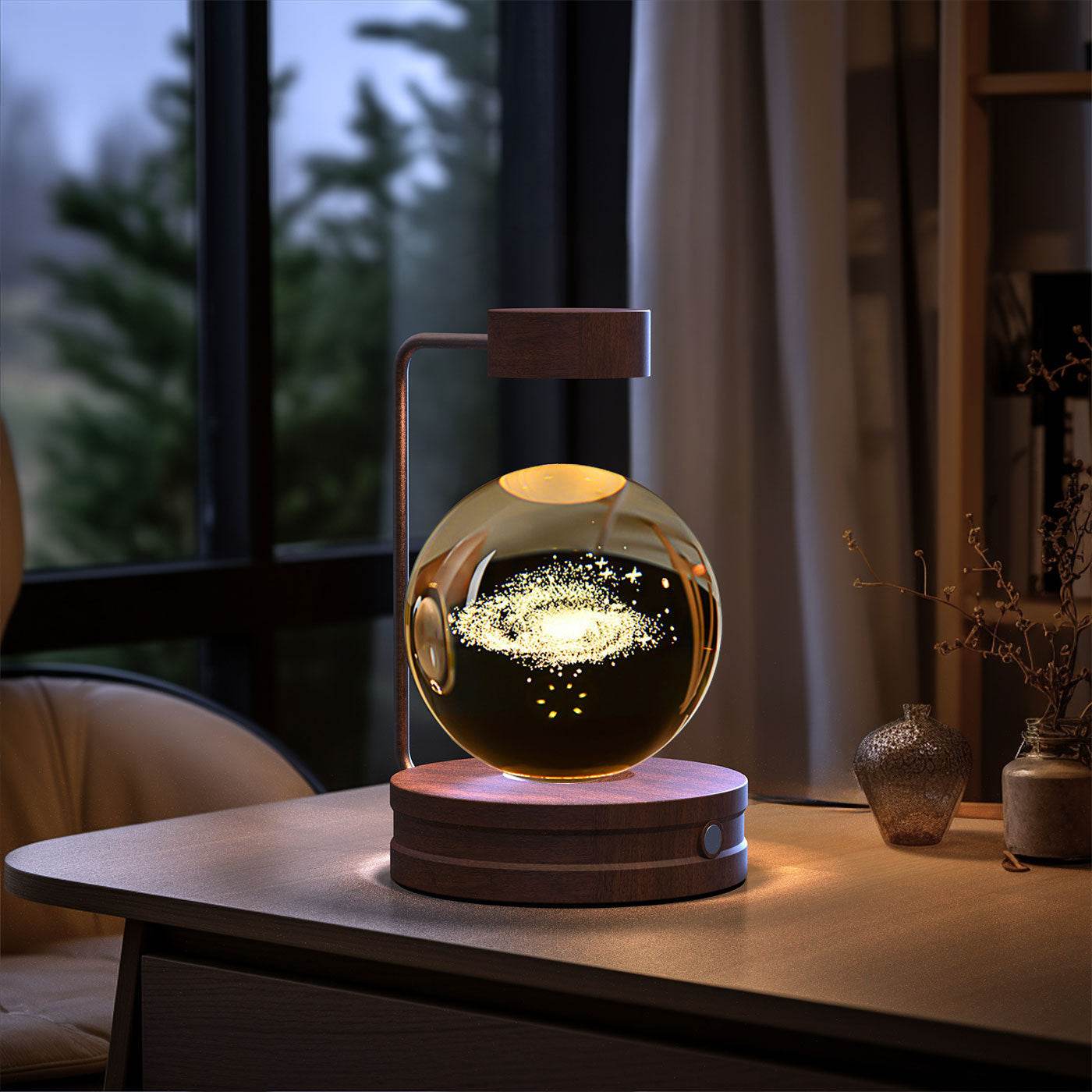 Crystal Ball Cosmic Dinosaur Indoor Night Light USB Power Warm Bedside Light Birthday Gift Night Lamp - Velora
