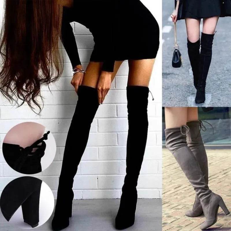 Black Knee High Boots For Women Shoes High Heel Long Boots - Velora