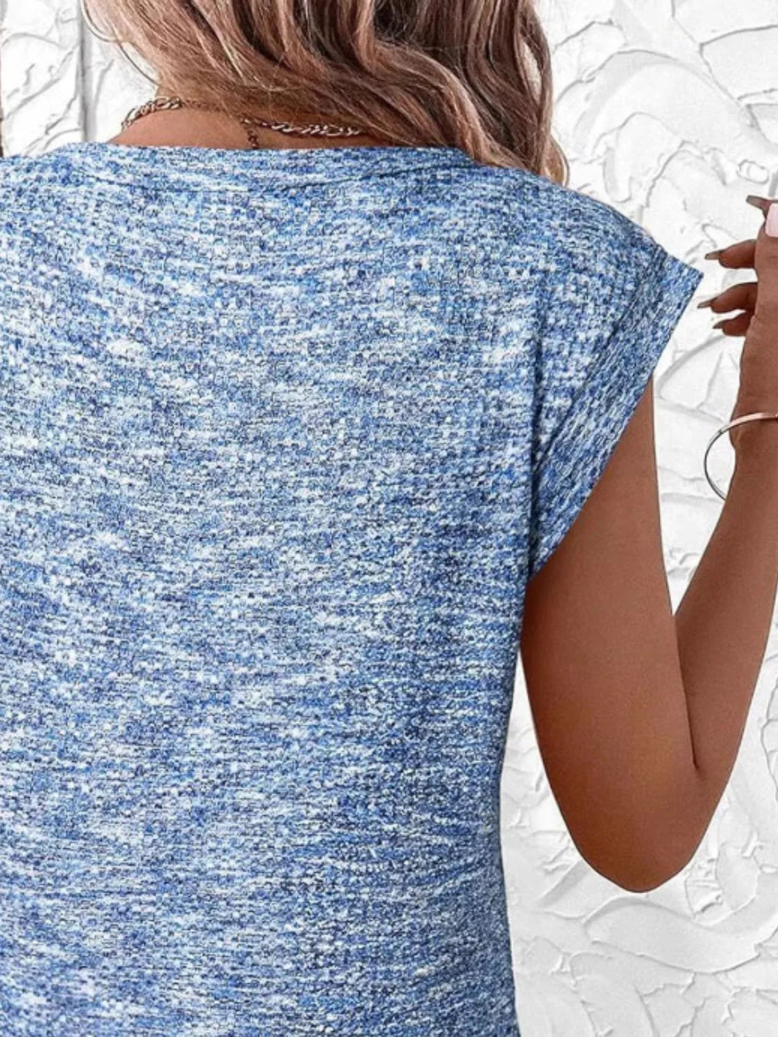 Round Neck Knit Cap Sleeve Top - Velora