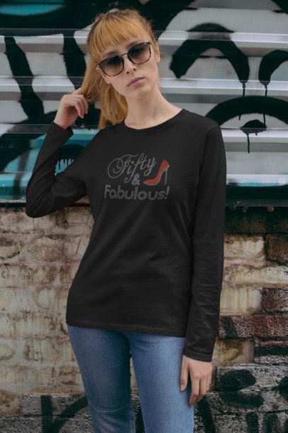 50 & Fabulous Rhinestone Shirt – Birthday Sparkle Bling Tee | Blingdazzel