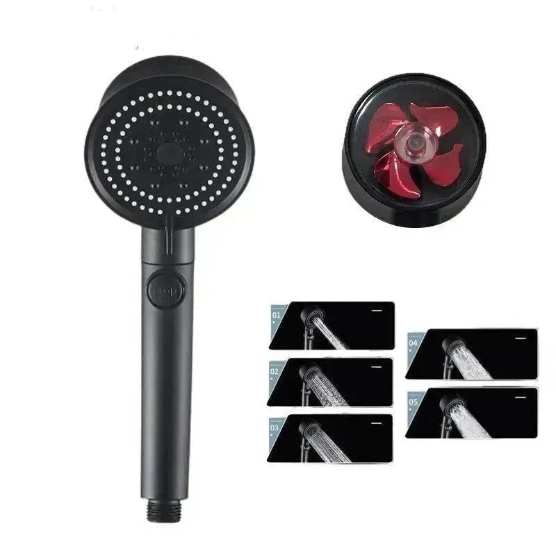 Five-color Wind Turbine Shower Head 56 Speed Water Silicone Shower Head - Velora