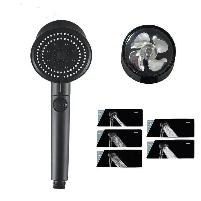 Five-color Wind Turbine Shower Head 56 Speed Water Silicone Shower Head - Velora