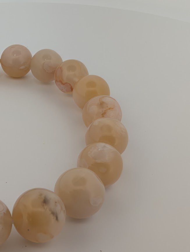 Flower Agate Bracelet — 11mm & 9mm Beads