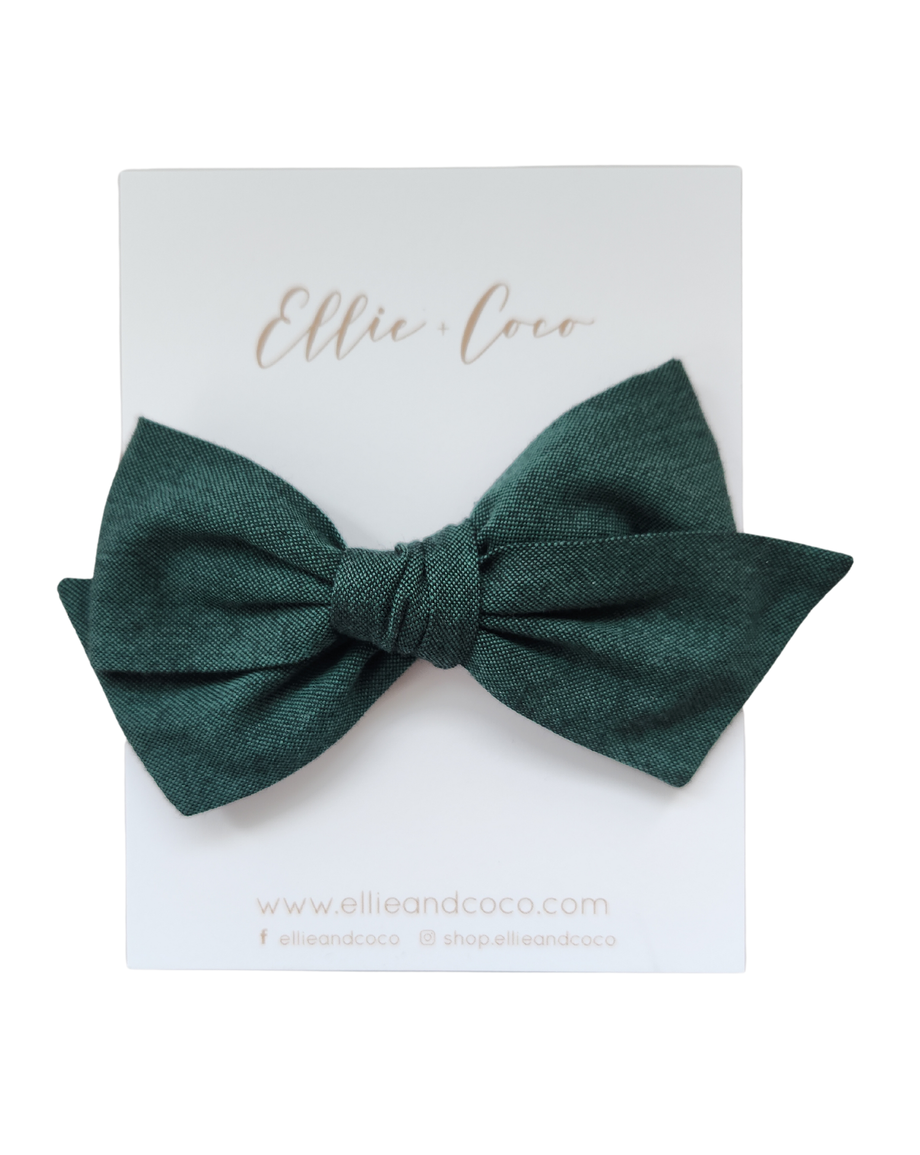 Forest Green Linen Oversize Bow - Velora