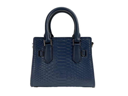 Navy Snake Leather Mini Satchel by Michael Kors