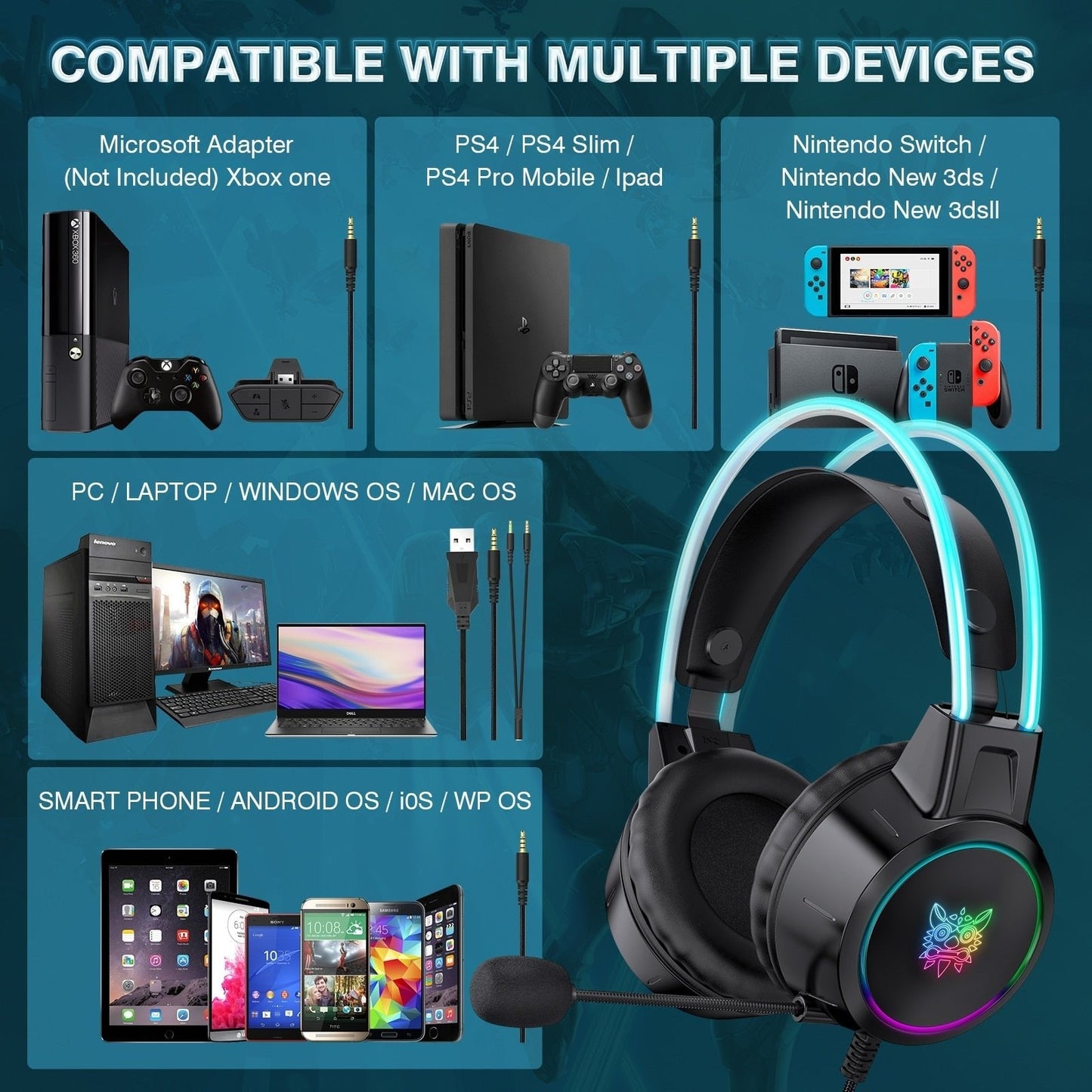 ONIKUMA X15Pro RGB Gaming Headset USB Wired 3.5mm Stereo - Velora Luxury Fashion