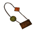 Geometric Bib Necklace with Double Layered Bronze & Copper Chain - Velora Luxury Fashion